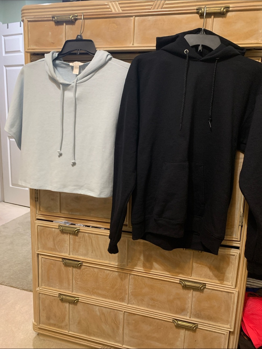 Forever 21 Cropped Hoodie and Black Pullover Set - Light Blue & Black